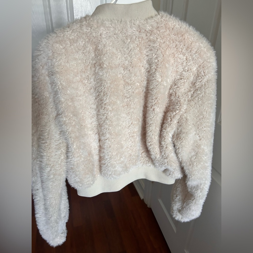 W/ tags Zara Faux Fur Cropped Bomber Jacket XS Ecro REF 4341/755 - Picture 6 of 17